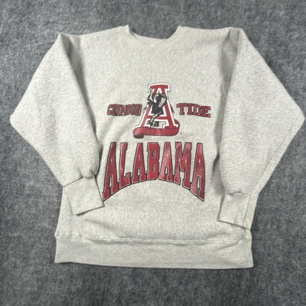Vintage 90s Alabama Crimson Tide Sweatshirt XL Hanes Beefy Made USA Gray NCAA